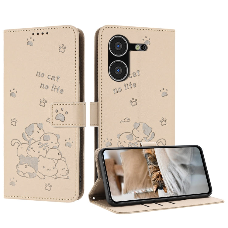 Embossed Kitten Phone Leather Case with Lanyard, For Tecno Camon 30 Pro 5G, For Tecno Camon 30 Premier, For Tecno Camon 30 4G / Camon 30 5G, For Tecno Spark 20 Pro+ 4G, For Tecno Spark 20 Pro, For Tecno Spark Go 2024 4G, For Tecno Pova 5 Pro           ...