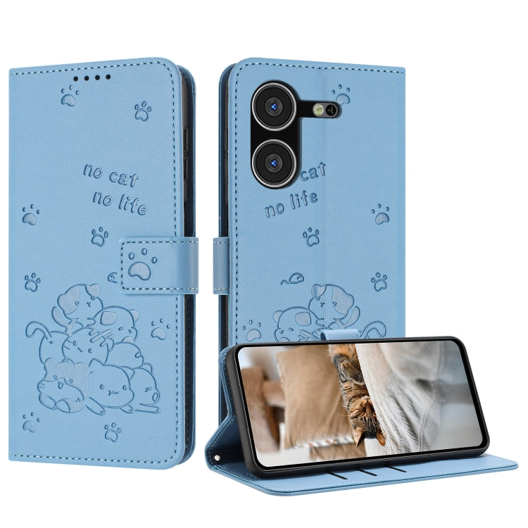 Embossed Kitten Phone Leather Case with Lanyard, For Tecno Camon 30 Pro 5G, For Tecno Camon 30 Premier, For Tecno Camon 30 4G / Camon 30 5G, For Tecno Spark 20 Pro+ 4G, For Tecno Spark 20 Pro, For Tecno Spark Go 2024 4G, For Tecno Pova 5 Pro           ...