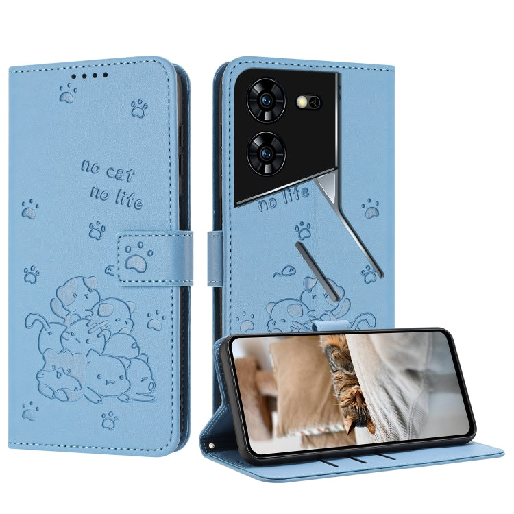 Embossed Kitten Phone Leather Case with Lanyard, For Tecno Camon 30 Pro 5G, For Tecno Camon 30 Premier, For Tecno Camon 30 4G / Camon 30 5G, For Tecno Spark 20 Pro+ 4G, For Tecno Spark 20 Pro, For Tecno Spark Go 2024 4G, For Tecno Pova 5 Pro           ...