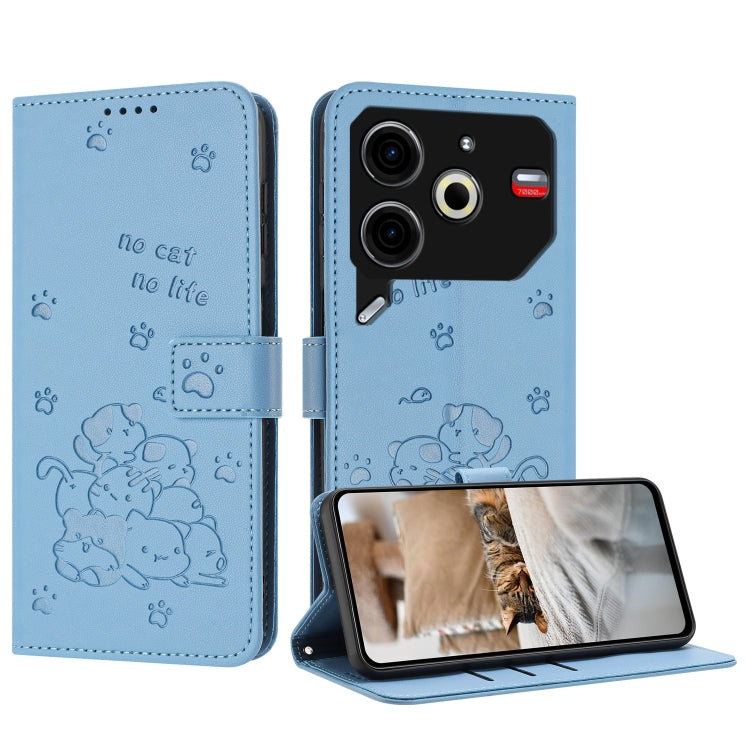 Embossed Kitten Phone Leather Case with Lanyard, For Tecno Spark Go 1 / Go 1S, For Tecno Camon 40 Pro 4G, For Tecno Camon 40 Premier, For Tecno Camon 40 4G, For Tecno Camon 40 Pro 5G, For Tecno Spark 30C 5G / Pop 9 5G, For Tecno Camon 30S              ...