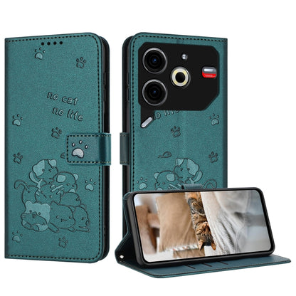 Embossed Kitten Phone Leather Case with Lanyard, For Tecno Spark Go 1 / Go 1S, For Tecno Camon 40 Pro 4G, For Tecno Camon 40 Premier, For Tecno Camon 40 4G, For Tecno Camon 40 Pro 5G, For Tecno Spark 30C 5G / Pop 9 5G, For Tecno Camon 30S              ...