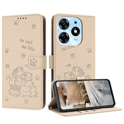 Embossed Kitten Phone Leather Case with Lanyard, For Tecno Camon 30 Pro 5G, For Tecno Camon 30 Premier, For Tecno Camon 30 4G / Camon 30 5G, For Tecno Spark 20 Pro+ 4G, For Tecno Spark 20 Pro, For Tecno Spark Go 2024 4G, For Tecno Pova 5 Pro           ...