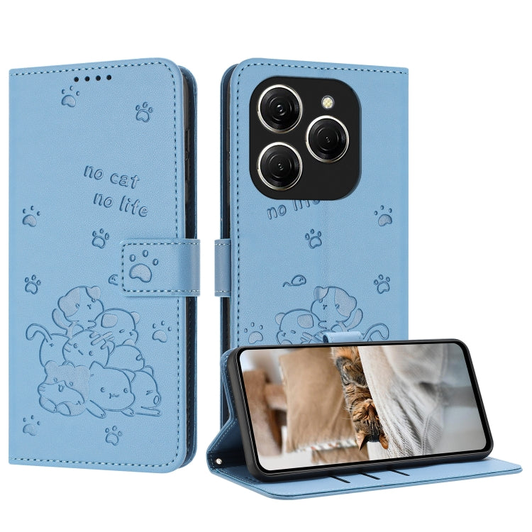 Embossed Kitten Phone Leather Case with Lanyard, For Tecno Spark Go 1 / Go 1S, For Tecno Camon 40 Pro 4G, For Tecno Camon 40 Premier, For Tecno Camon 40 4G, For Tecno Camon 40 Pro 5G, For Tecno Spark 30C 5G / Pop 9 5G, For Tecno Camon 30S              ...