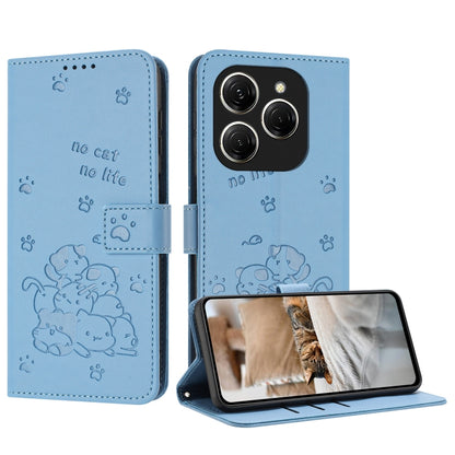 Embossed Kitten Phone Leather Case with Lanyard, For Tecno Spark Go 1 / Go 1S, For Tecno Camon 40 Pro 4G, For Tecno Camon 40 Premier, For Tecno Camon 40 4G, For Tecno Camon 40 Pro 5G, For Tecno Spark 30C 5G / Pop 9 5G, For Tecno Camon 30S              ...