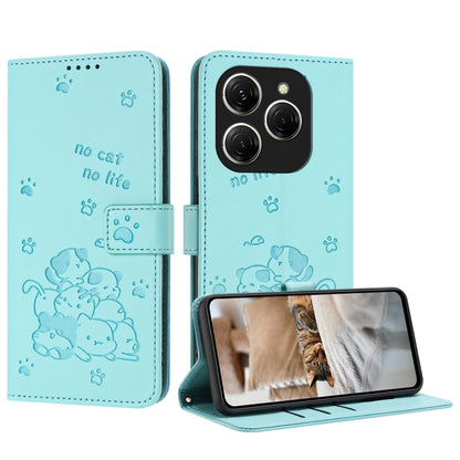 Embossed Kitten Phone Leather Case with Lanyard, For Tecno Spark Go 1 / Go 1S, For Tecno Camon 40 Pro 4G, For Tecno Camon 40 Premier, For Tecno Camon 40 4G, For Tecno Camon 40 Pro 5G, For Tecno Spark 30C 5G / Pop 9 5G, For Tecno Camon 30S              ...