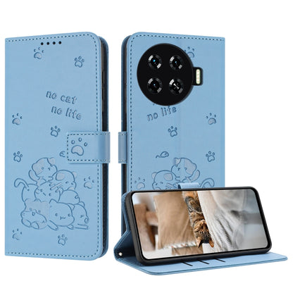 Embossed Kitten Phone Leather Case with Lanyard, For Tecno Camon 30 Pro 5G, For Tecno Camon 30 Premier, For Tecno Camon 30 4G / Camon 30 5G, For Tecno Spark 20 Pro+ 4G, For Tecno Spark 20 Pro, For Tecno Spark Go 2024 4G, For Tecno Pova 5 Pro           ...
