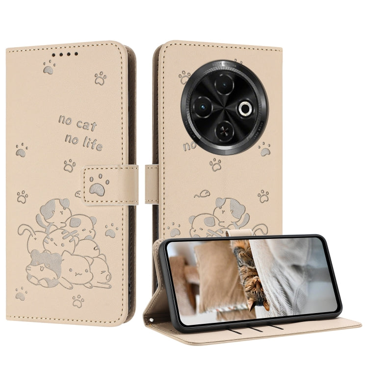 Embossed Kitten Phone Leather Case with Lanyard, For Tecno Spark Go 1 / Go 1S, For Tecno Camon 40 Pro 4G, For Tecno Camon 40 Premier, For Tecno Camon 40 4G, For Tecno Camon 40 Pro 5G, For Tecno Spark 30C 5G / Pop 9 5G, For Tecno Camon 30S              ...