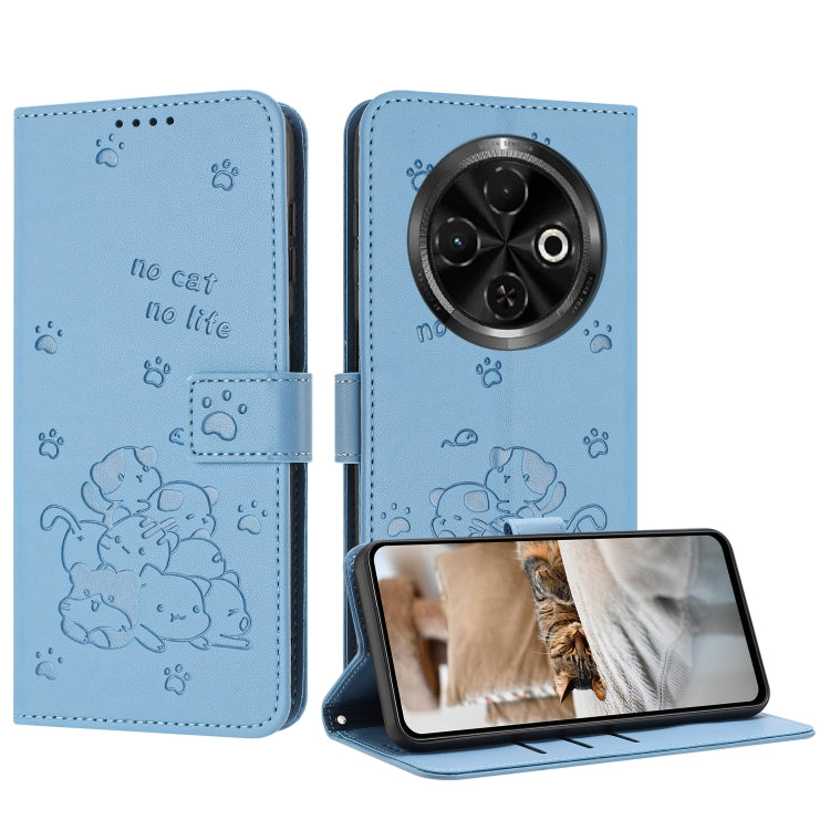 Embossed Kitten Phone Leather Case with Lanyard, For Tecno Spark Go 1 / Go 1S, For Tecno Camon 40 Pro 4G, For Tecno Camon 40 Premier, For Tecno Camon 40 4G, For Tecno Camon 40 Pro 5G, For Tecno Spark 30C 5G / Pop 9 5G, For Tecno Camon 30S              ...