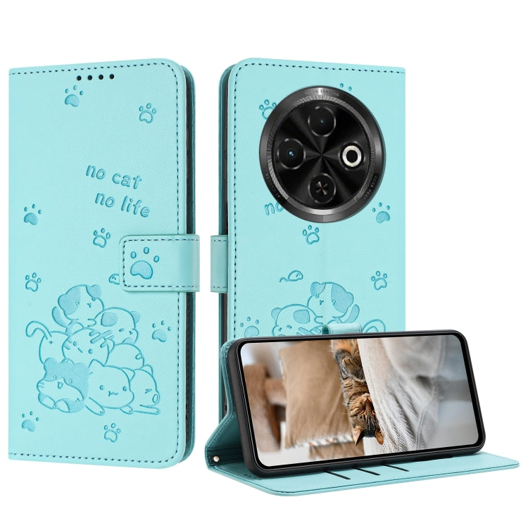 Embossed Kitten Phone Leather Case with Lanyard, For Tecno Spark Go 1 / Go 1S, For Tecno Camon 40 Pro 4G, For Tecno Camon 40 Premier, For Tecno Camon 40 4G, For Tecno Camon 40 Pro 5G, For Tecno Spark 30C 5G / Pop 9 5G, For Tecno Camon 30S              ...