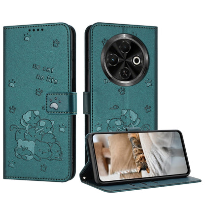 Embossed Kitten Phone Leather Case with Lanyard, For Tecno Spark Go 1 / Go 1S, For Tecno Camon 40 Pro 4G, For Tecno Camon 40 Premier, For Tecno Camon 40 4G, For Tecno Camon 40 Pro 5G, For Tecno Spark 30C 5G / Pop 9 5G, For Tecno Camon 30S              ...