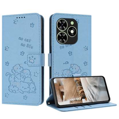 Embossed Kitten Phone Leather Case with Lanyard, For Tecno Camon 30 Pro 5G, For Tecno Camon 30 Premier, For Tecno Camon 30 4G / Camon 30 5G, For Tecno Spark 20 Pro+ 4G, For Tecno Spark 20 Pro, For Tecno Spark Go 2024 4G, For Tecno Pova 5 Pro           ...