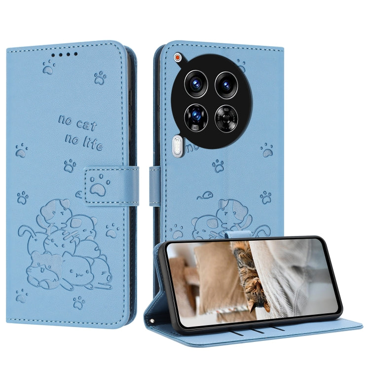 Embossed Kitten Phone Leather Case with Lanyard, For Tecno Camon 30 Pro 5G, For Tecno Camon 30 Premier, For Tecno Camon 30 4G / Camon 30 5G, For Tecno Spark 20 Pro+ 4G, For Tecno Spark 20 Pro, For Tecno Spark Go 2024 4G, For Tecno Pova 5 Pro           ...