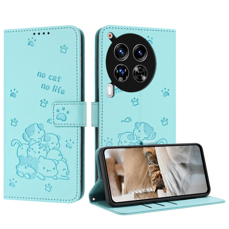 Embossed Kitten Phone Leather Case with Lanyard, For Tecno Camon 30 Pro 5G, For Tecno Camon 30 Premier, For Tecno Camon 30 4G / Camon 30 5G, For Tecno Spark 20 Pro+ 4G, For Tecno Spark 20 Pro, For Tecno Spark Go 2024 4G, For Tecno Pova 5 Pro           ...