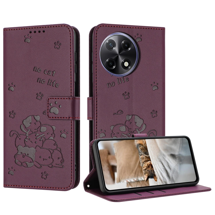 Embossed Kitten Phone Leather Case with Lanyard, For Tecno Spark Go 1 / Go 1S, For Tecno Camon 40 Pro 4G, For Tecno Camon 40 Premier, For Tecno Camon 40 4G, For Tecno Camon 40 Pro 5G, For Tecno Spark 30C 5G / Pop 9 5G, For Tecno Camon 30S              ...