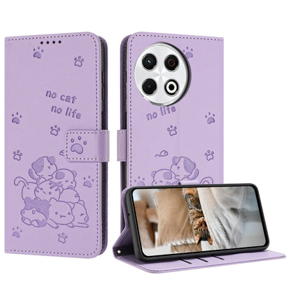 Embossed Kitten Phone Leather Case with Lanyard, For Tecno Spark Go 1 / Go 1S, For Tecno Camon 40 Pro 4G, For Tecno Camon 40 Premier, For Tecno Camon 40 4G, For Tecno Camon 40 Pro 5G, For Tecno Spark 30C 5G / Pop 9 5G, For Tecno Camon 30S              ...