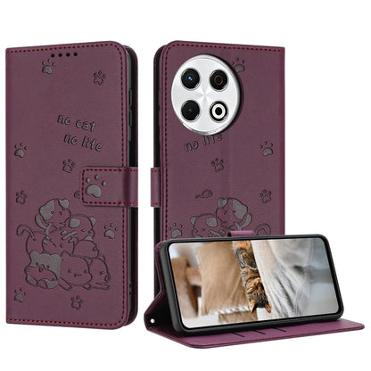 Embossed Kitten Phone Leather Case with Lanyard, For Tecno Spark Go 1 / Go 1S, For Tecno Camon 40 Pro 4G, For Tecno Camon 40 Premier, For Tecno Camon 40 4G, For Tecno Camon 40 Pro 5G, For Tecno Spark 30C 5G / Pop 9 5G, For Tecno Camon 30S              ...