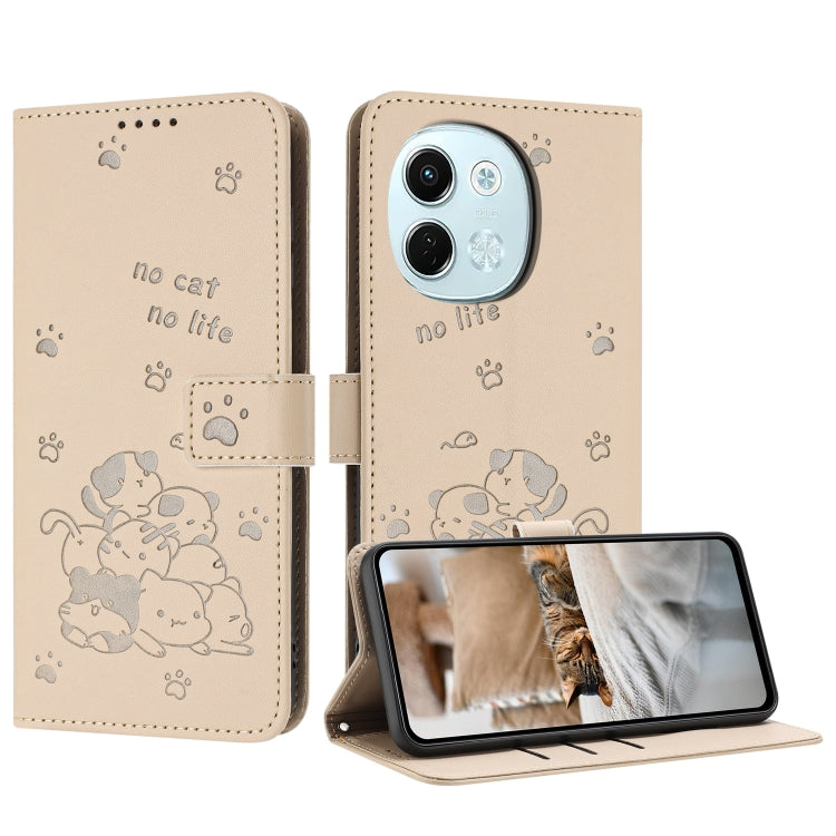 Embossed Kitten Phone Leather Case with Lanyard, For Tecno Spark Go 1 / Go 1S, For Tecno Camon 40 Pro 4G, For Tecno Camon 40 Premier, For Tecno Camon 40 4G, For Tecno Camon 40 Pro 5G, For Tecno Spark 30C 5G / Pop 9 5G, For Tecno Camon 30S              ...