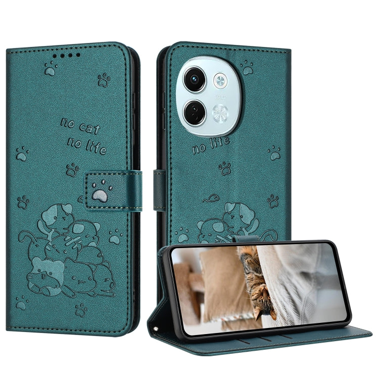 Embossed Kitten Phone Leather Case with Lanyard, For Tecno Spark Go 1 / Go 1S, For Tecno Camon 40 Pro 4G, For Tecno Camon 40 Premier, For Tecno Camon 40 4G, For Tecno Camon 40 Pro 5G, For Tecno Spark 30C 5G / Pop 9 5G, For Tecno Camon 30S              ...