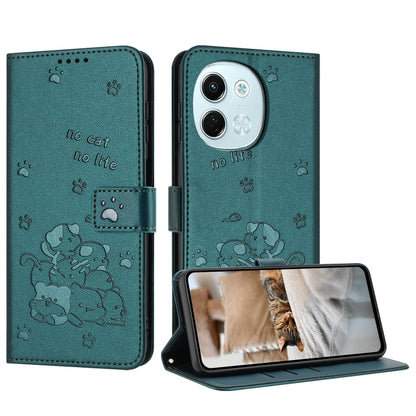 Embossed Kitten Phone Leather Case with Lanyard, For Tecno Spark Go 1 / Go 1S, For Tecno Camon 40 Pro 4G, For Tecno Camon 40 Premier, For Tecno Camon 40 4G, For Tecno Camon 40 Pro 5G, For Tecno Spark 30C 5G / Pop 9 5G, For Tecno Camon 30S              ...