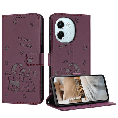 Embossed Kitten Phone Leather Case with Lanyard, For Tecno Spark Go 1 / Go 1S, For Tecno Camon 40 Pro 4G, For Tecno Camon 40 Premier, For Tecno Camon 40 4G, For Tecno Camon 40 Pro 5G, For Tecno Spark 30C 5G / Pop 9 5G, For Tecno Camon 30S              ...