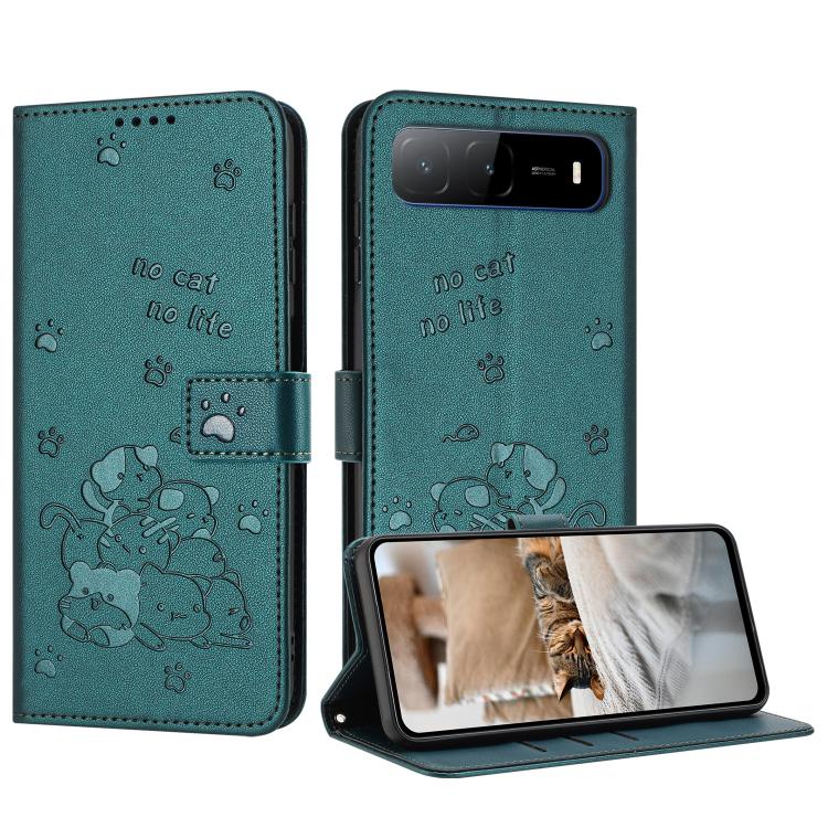 Embossed Kitten Phone Leather Case with Lanyard, For Tecno Spark Go 1 / Go 1S, For Tecno Camon 40 Pro 4G, For Tecno Camon 40 Premier, For Tecno Camon 40 4G, For Tecno Camon 40 Pro 5G, For Tecno Spark 30C 5G / Pop 9 5G, For Tecno Camon 30S              ...