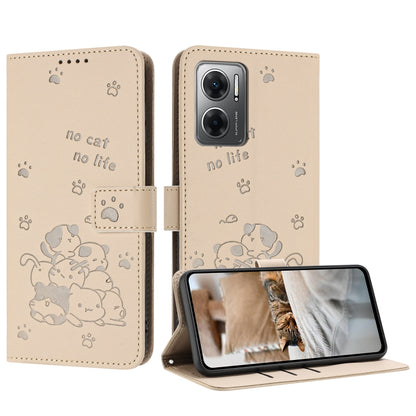 Embossed Kitten Phone Leather Case with Lanyard, For Redmi Note 12 5G Global, For Redmi 10 5G / Note 11E 5G, For Redmi Note 10 4G Global, For Redmi 10C 4G Global, For Redmi 10 / 10 Prime, For Redmi Note 10 Lite, For Redmi Note 10 5G / Note 10T 5G      ...
