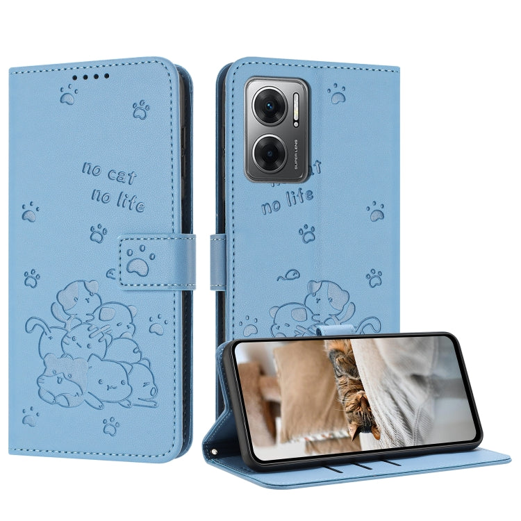 Embossed Kitten Phone Leather Case with Lanyard, For Redmi Note 12 5G Global, For Redmi 10 5G / Note 11E 5G, For Redmi Note 10 4G Global, For Redmi 10C 4G Global, For Redmi 10 / 10 Prime, For Redmi Note 10 Lite, For Redmi Note 10 5G / Note 10T 5G      ...