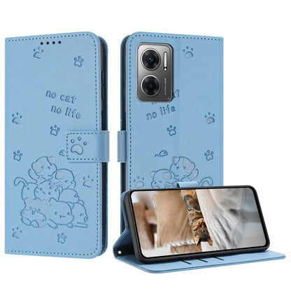 Embossed Kitten Phone Leather Case with Lanyard, For Redmi Note 12 5G Global, For Redmi 10 5G / Note 11E 5G, For Redmi Note 10 4G Global, For Redmi 10C 4G Global, For Redmi 10 / 10 Prime, For Redmi Note 10 Lite, For Redmi Note 10 5G / Note 10T 5G      ...