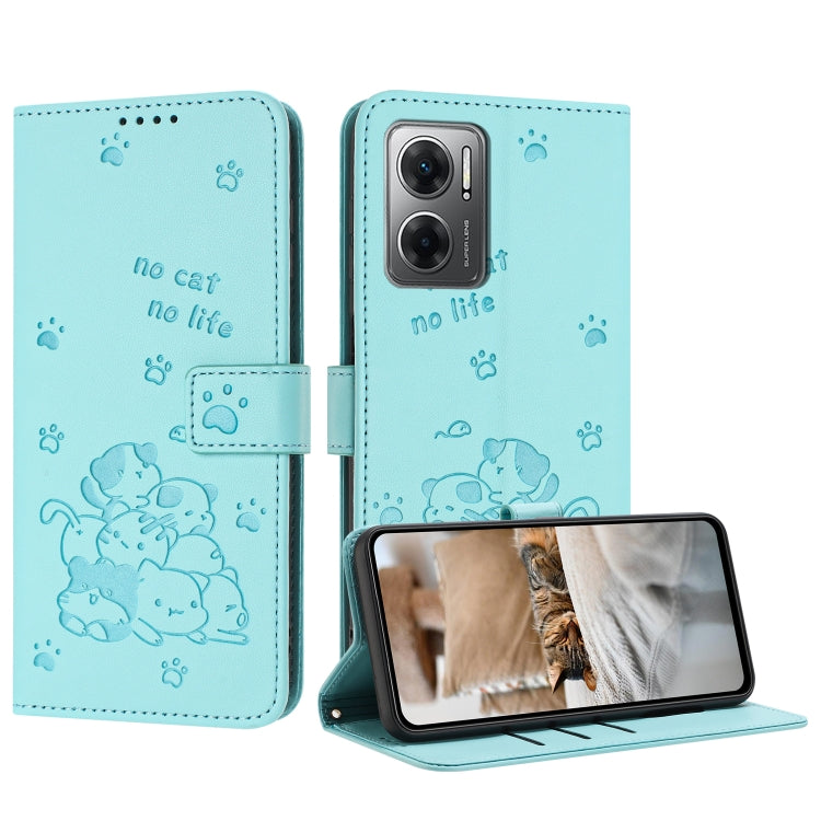 Embossed Kitten Phone Leather Case with Lanyard, For Redmi Note 12 5G Global, For Redmi 10 5G / Note 11E 5G, For Redmi Note 10 4G Global, For Redmi 10C 4G Global, For Redmi 10 / 10 Prime, For Redmi Note 10 Lite, For Redmi Note 10 5G / Note 10T 5G      ...