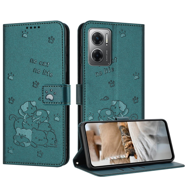 Embossed Kitten Phone Leather Case with Lanyard, For Redmi Note 12 5G Global, For Redmi 10 5G / Note 11E 5G, For Redmi Note 10 4G Global, For Redmi 10C 4G Global, For Redmi 10 / 10 Prime, For Redmi Note 10 Lite, For Redmi Note 10 5G / Note 10T 5G      ...