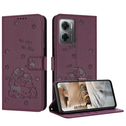Embossed Kitten Phone Leather Case with Lanyard, For Redmi Note 12 5G Global, For Redmi 10 5G / Note 11E 5G, For Redmi Note 10 4G Global, For Redmi 10C 4G Global, For Redmi 10 / 10 Prime, For Redmi Note 10 Lite, For Redmi Note 10 5G / Note 10T 5G      ...