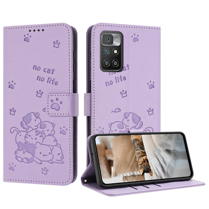 Embossed Kitten Phone Leather Case with Lanyard, For Redmi Note 12 5G Global, For Redmi 10 5G / Note 11E 5G, For Redmi Note 10 4G Global, For Redmi 10C 4G Global, For Redmi 10 / 10 Prime, For Redmi Note 10 Lite, For Redmi Note 10 5G / Note 10T 5G      ...