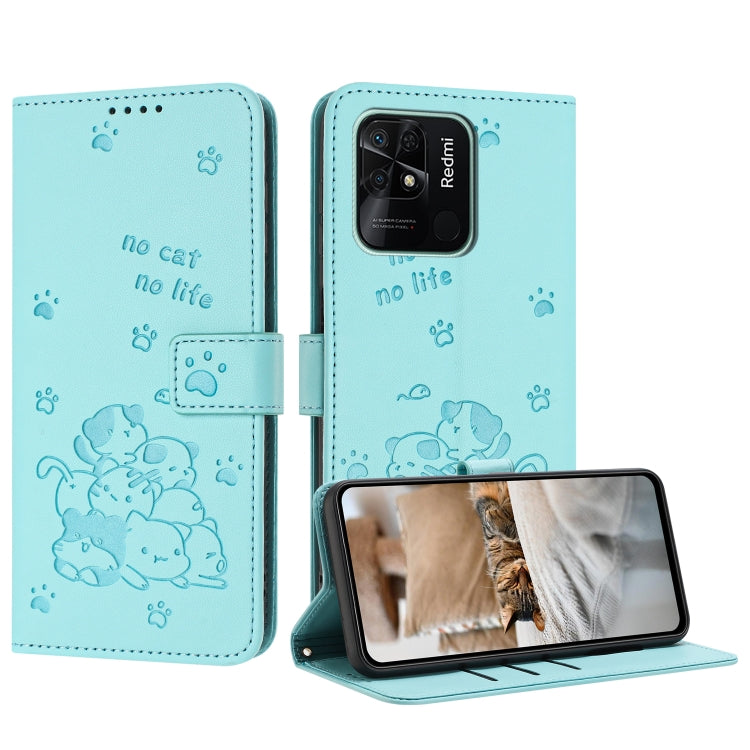 Embossed Kitten Phone Leather Case with Lanyard, For Redmi Note 12 5G Global, For Redmi 10 5G / Note 11E 5G, For Redmi Note 10 4G Global, For Redmi 10C 4G Global, For Redmi 10 / 10 Prime, For Redmi Note 10 Lite, For Redmi Note 10 5G / Note 10T 5G      ...