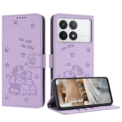 Embossed Kitten Phone Leather Case with Lanyard, For Redmi Note 13 Pro 4G Global, For Redmi Note 13 4G Global, For Redmi K70E, For Redmi Note 13 Pro 5G Global, For Redmi Note 13 5G Global, For Redmi Note 13 Pro+ 5G Global, For Redmi K60 Ultra          ...
