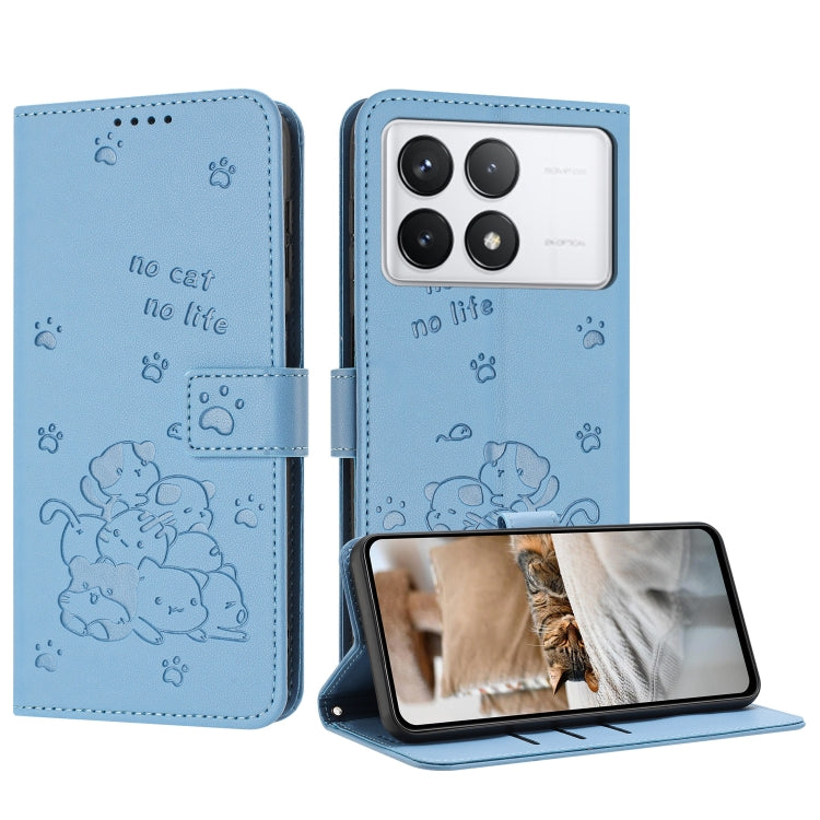Embossed Kitten Phone Leather Case with Lanyard, For Redmi Note 13 Pro 4G Global, For Redmi Note 13 4G Global, For Redmi K70E, For Redmi Note 13 Pro 5G Global, For Redmi Note 13 5G Global, For Redmi Note 13 Pro+ 5G Global, For Redmi K60 Ultra          ...