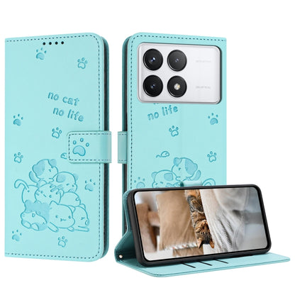 Embossed Kitten Phone Leather Case with Lanyard, For Redmi Note 13 Pro 4G Global, For Redmi Note 13 4G Global, For Redmi K70E, For Redmi Note 13 Pro 5G Global, For Redmi Note 13 5G Global, For Redmi Note 13 Pro+ 5G Global, For Redmi K60 Ultra          ...