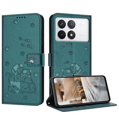 Embossed Kitten Phone Leather Case with Lanyard, For Redmi Note 13 Pro 4G Global, For Redmi Note 13 4G Global, For Redmi K70E, For Redmi Note 13 Pro 5G Global, For Redmi Note 13 5G Global, For Redmi Note 13 Pro+ 5G Global, For Redmi K60 Ultra          ...