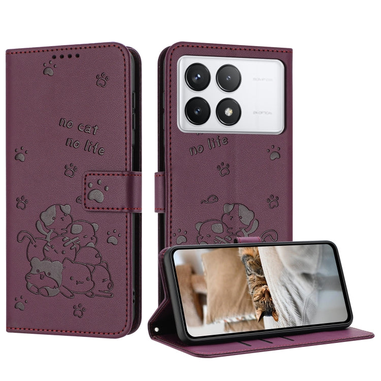 Embossed Kitten Phone Leather Case with Lanyard, For Redmi Note 13 Pro 4G Global, For Redmi Note 13 4G Global, For Redmi K70E, For Redmi Note 13 Pro 5G Global, For Redmi Note 13 5G Global, For Redmi Note 13 Pro+ 5G Global, For Redmi K60 Ultra          ...