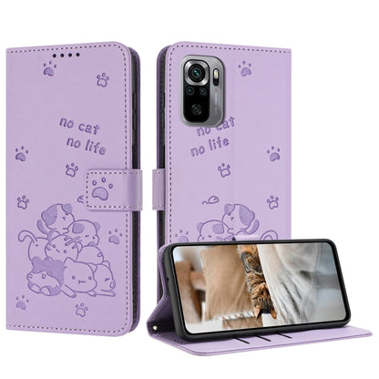 Embossed Kitten Phone Leather Case with Lanyard, For Redmi Note 12 5G Global, For Redmi 10 5G / Note 11E 5G, For Redmi Note 10 4G Global, For Redmi 10C 4G Global, For Redmi 10 / 10 Prime, For Redmi Note 10 Lite, For Redmi Note 10 5G / Note 10T 5G      ...