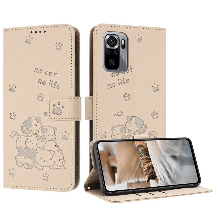 Embossed Kitten Phone Leather Case with Lanyard, For Redmi Note 12 5G Global, For Redmi 10 5G / Note 11E 5G, For Redmi Note 10 4G Global, For Redmi 10C 4G Global, For Redmi 10 / 10 Prime, For Redmi Note 10 Lite, For Redmi Note 10 5G / Note 10T 5G      ...