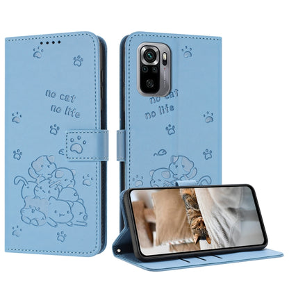 Embossed Kitten Phone Leather Case with Lanyard, For Redmi Note 12 5G Global, For Redmi 10 5G / Note 11E 5G, For Redmi Note 10 4G Global, For Redmi 10C 4G Global, For Redmi 10 / 10 Prime, For Redmi Note 10 Lite, For Redmi Note 10 5G / Note 10T 5G      ...