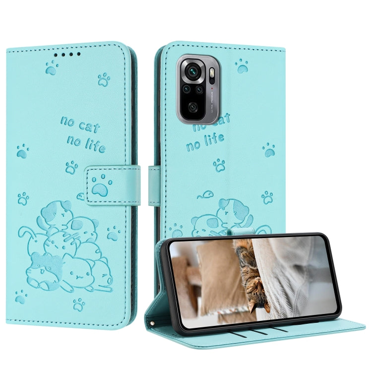 Embossed Kitten Phone Leather Case with Lanyard, For Redmi Note 12 5G Global, For Redmi 10 5G / Note 11E 5G, For Redmi Note 10 4G Global, For Redmi 10C 4G Global, For Redmi 10 / 10 Prime, For Redmi Note 10 Lite, For Redmi Note 10 5G / Note 10T 5G      ...