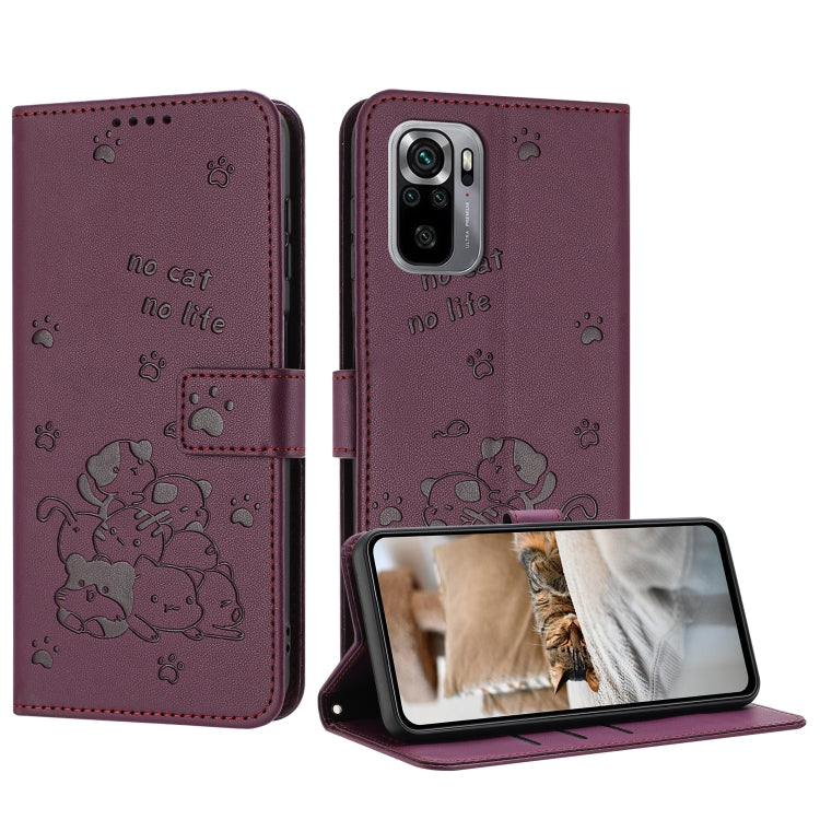 Embossed Kitten Phone Leather Case with Lanyard, For Redmi Note 12 5G Global, For Redmi 10 5G / Note 11E 5G, For Redmi Note 10 4G Global, For Redmi 10C 4G Global, For Redmi 10 / 10 Prime, For Redmi Note 10 Lite, For Redmi Note 10 5G / Note 10T 5G      ...