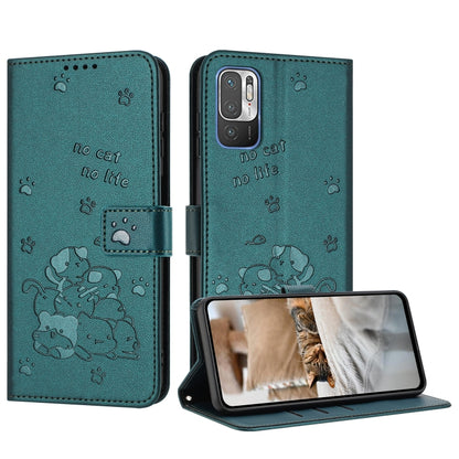 Embossed Kitten Phone Leather Case with Lanyard, For Redmi Note 12 5G Global, For Redmi 10 5G / Note 11E 5G, For Redmi Note 10 4G Global, For Redmi 10C 4G Global, For Redmi 10 / 10 Prime, For Redmi Note 10 Lite, For Redmi Note 10 5G / Note 10T 5G      ...