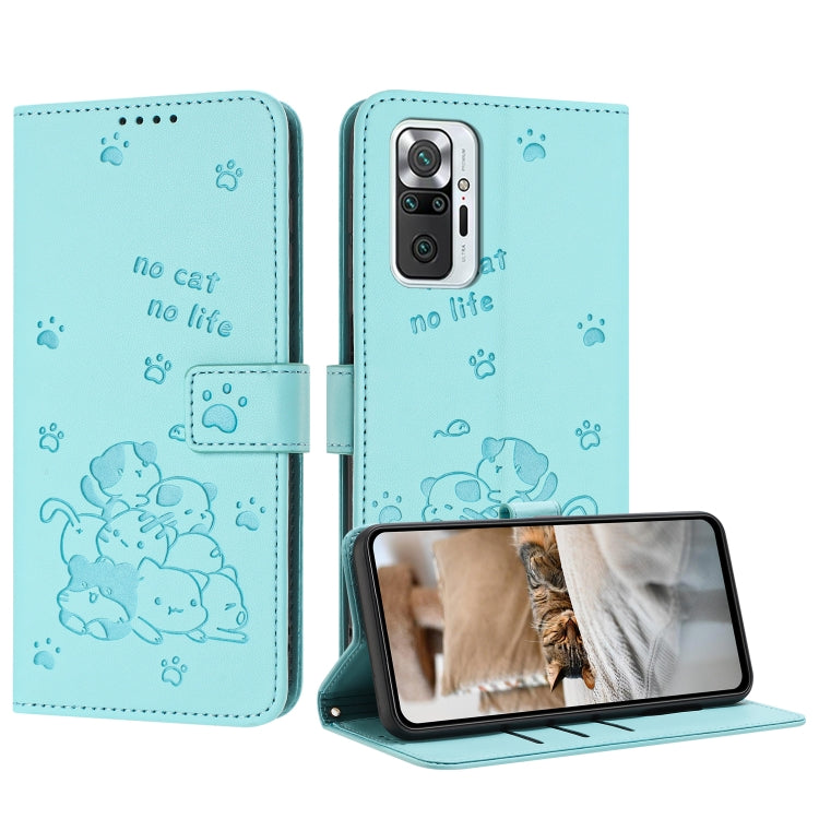 Embossed Kitten Phone Leather Case with Lanyard, For Redmi Note 12 5G Global, For Redmi 10 5G / Note 11E 5G, For Redmi Note 10 4G Global, For Redmi 10C 4G Global, For Redmi 10 / 10 Prime, For Redmi Note 10 Lite, For Redmi Note 10 5G / Note 10T 5G      ...