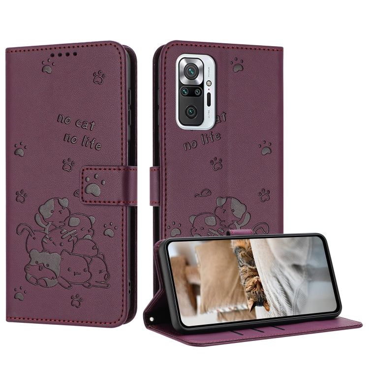 Embossed Kitten Phone Leather Case with Lanyard, For Redmi Note 12 5G Global, For Redmi 10 5G / Note 11E 5G, For Redmi Note 10 4G Global, For Redmi 10C 4G Global, For Redmi 10 / 10 Prime, For Redmi Note 10 Lite, For Redmi Note 10 5G / Note 10T 5G      ...