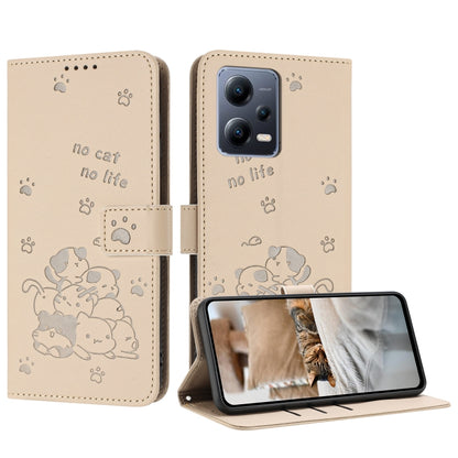 Embossed Kitten Phone Leather Case with Lanyard, For Redmi Note 12 5G Global, For Redmi 10 5G / Note 11E 5G, For Redmi Note 10 4G Global, For Redmi 10C 4G Global, For Redmi 10 / 10 Prime, For Redmi Note 10 Lite, For Redmi Note 10 5G / Note 10T 5G      ...