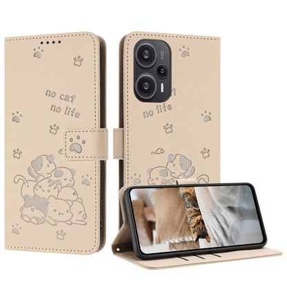 Embossed Kitten Phone Leather Case with Lanyard, For Redmi Note 13 Pro 4G Global, For Redmi Note 13 4G Global, For Redmi K70E, For Redmi Note 13 Pro 5G Global, For Redmi Note 13 5G Global, For Redmi Note 13 Pro+ 5G Global, For Redmi K60 Ultra          ...
