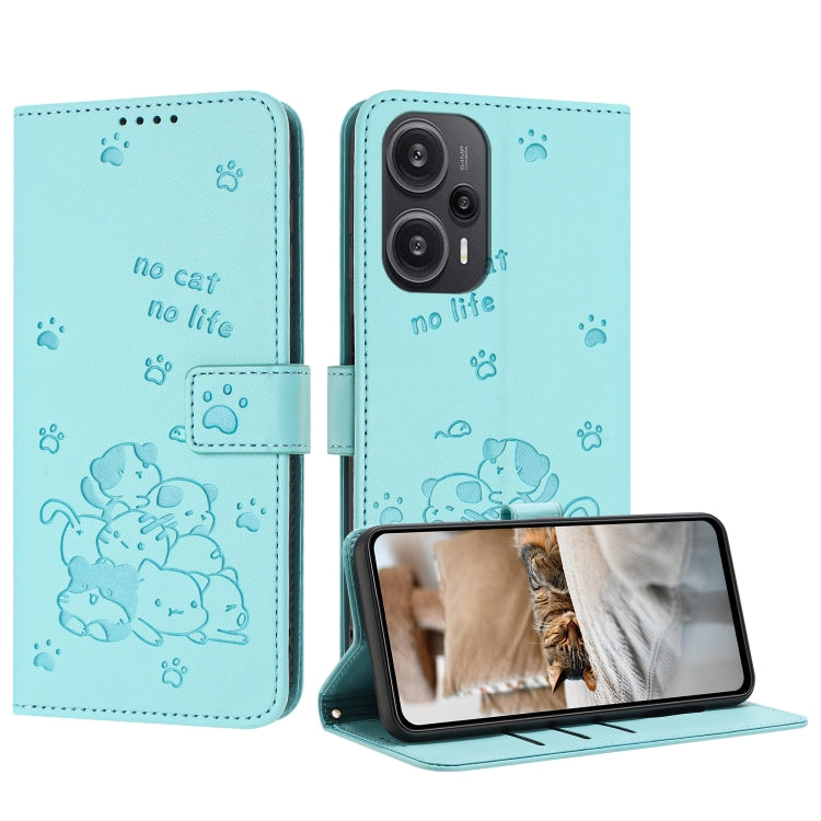 Embossed Kitten Phone Leather Case with Lanyard, For Redmi Note 13 Pro 4G Global, For Redmi Note 13 4G Global, For Redmi K70E, For Redmi Note 13 Pro 5G Global, For Redmi Note 13 5G Global, For Redmi Note 13 Pro+ 5G Global, For Redmi K60 Ultra          ...