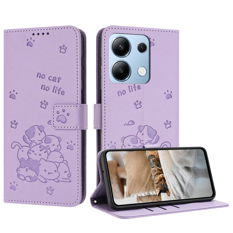 Embossed Kitten Phone Leather Case with Lanyard, For Redmi Note 13 Pro 4G Global, For Redmi Note 13 4G Global, For Redmi K70E, For Redmi Note 13 Pro 5G Global, For Redmi Note 13 5G Global, For Redmi Note 13 Pro+ 5G Global, For Redmi K60 Ultra          ...